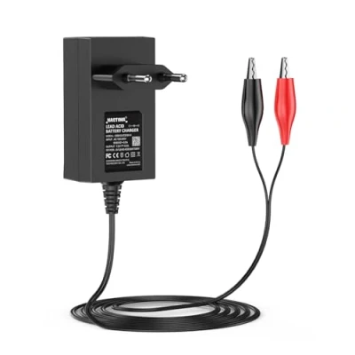 Imagen de NASTIMA 6V 0,5A Cargador de batería Plomo ácido Sellado (SLA) para Moultrie con Pinzas Rojas y Negras luz indicadora LED