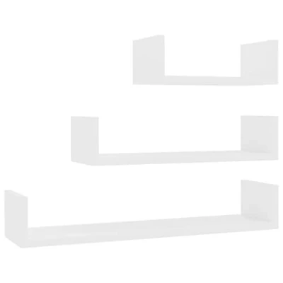 Imagen de vidaXL 3X Estantes de Pared Contrachapada Blanco Mobiliario Decoración Casa Prácticos Decorativos Almacenamiento Extra Libros Premios Fotos Adornos