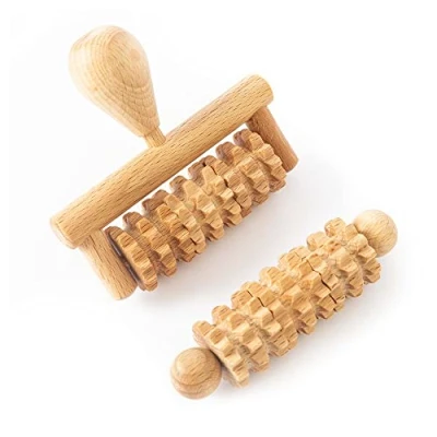 Imagen de Tuuli Accessories Set de 2 Masajeadores Facial Cabeza Rodillo Aparato Anticelulítico para Masaje Maderoterapia Madera