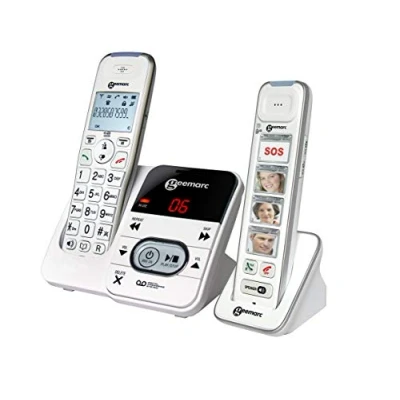 Imagen de Geemarc Pack Mobility Dúo de Teléfonos Inalámbricos Amplificados con Contestador y Foto Teclas Personalizadas para Personas Mayores Pérdida Auditiva Baja o Moderada