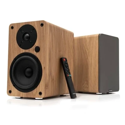 Imagen de VULKKANO A5 ARC Altavoces Autoamplificados con Woofer de 5.25&quot;, Bluetooth 5.0, HDMI ARC, Optica, RCA, USB, Salida Subwoofer, Monitores Estudio HiFi Diseño Elegante, Color Marron