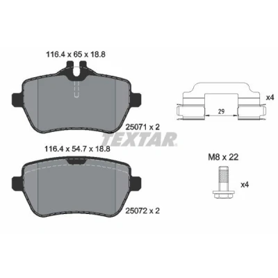 Imagen de TEXTAR 2507103 Juego de pastillas freno preparado para indicador desgaste con tornillos pinza accesorios MERCEDES BENZ: Clase S Berlina