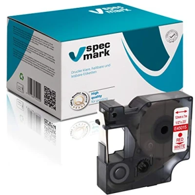 Imagen de specmark compatible para DYMO D1 45015 cinta de impresión 12 mm x 7 m rojo sobre blanco (S0720550) con impresoras LM Label Manager LP Point LW Writer DUO