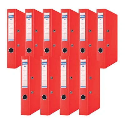 Imagen de DONAU Premium carpeta fina (10 unidades, DIN A4, 5 cm, 10 unidades), color azul marino, cubierta de plástico, PP, cartón, anillas para oficina, con puntos verdes, rojo