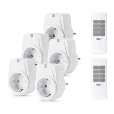 Imagen de TOUCHXEL Enchufes Inalámbricos con Mando a distancia 3500W Enchufe Inalámbrico, 5 2 Mandos distancia, Programables y Ampliables,Control remoto de 12 canales，Blanco