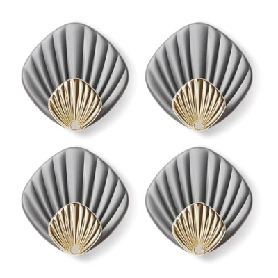 Imagen de RICOO Ganchos adhesivos para Pared HP004 GY, Moderno Gancho de Colgar Toallas, Conjunto 4 Piezas, Perchas adhesivas fuertes, 6x6x2,5 cm, Estilo Elegante, Gris
