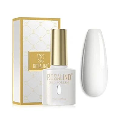 Imagen de ROSALIND Esmalte Semipermanente Pintauñas, Blanco Lechoso Uñas Gel de Gelatina Arte en