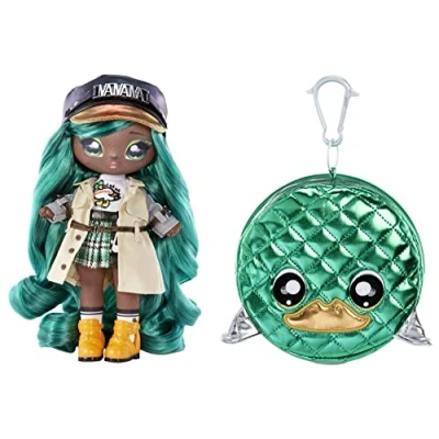 Imagen de Na! Surprise Glam Serie 2 Mallory DUCKINGTON Muñeca Inspirada en un Pato con Pelo Verde y Monedero Clip Forma de Animal para coleccionar Edad: 5+ años