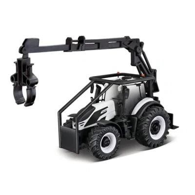 Imagen de Bburago Tractor Valtra M2Q Fundido a presión con Cargador Frontal de Trabajo y 3 Troncos, réplica Juguete Coleccionable Detaield