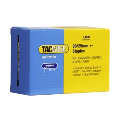 Imagen de Tacwise 0308 Grapas Galvanizadas de Corona Estrecha Tipo 90/25 mm, Plateado, 25mm, Set 5000 Piezas