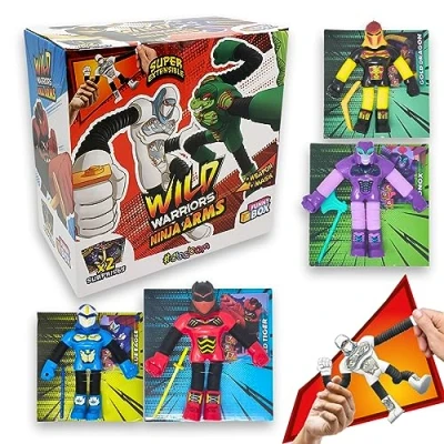 Imagen de #sbabam, Funny Box Wild Warriors Ninja Arms, Juegos para niños de quiosco, Robot Juguete con máscaras y Armas Intercambiables, Juguetes Guerreros Ninja, Brazos piernas Extensibles 25 cm, Paquete