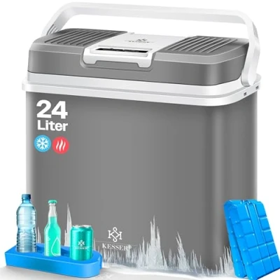 Imagen de KESSER® Nevera eléctrica portátil 24 litros ENFRÍA y CALIENTA Enfriador Termoeléctrica 12V 230V Mini para Auto Camping EEK A+++ Incluye 2 acumuladores de frío Multicolor