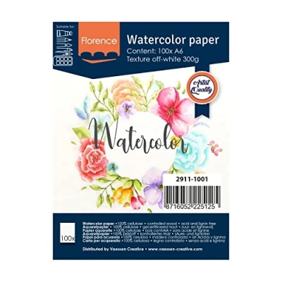 Imagen de Vaessen Creative Florence Papel de Acuarela Superficie Texturizada, 300 GSM, Blanco (Off White), A6