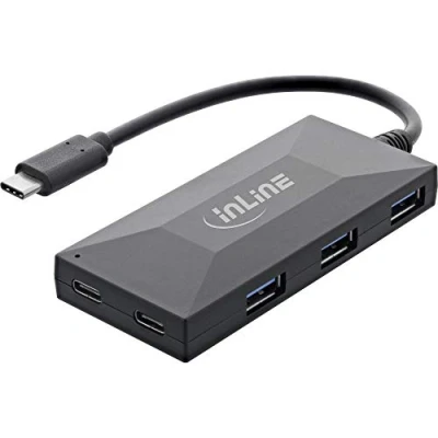 Imagen de InLine® USB 3.2 Gen.1 OTG Hub Type C a 2 Puertos Tipo y 3 A, sin Fuente de alimentación