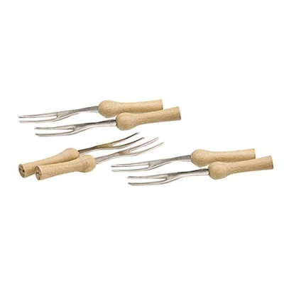 Imagen de KitchenCraft Juego de 6 Tenedores Soporte para Mazorcas Maíz Madera y Acero Inoxidable, 9,5 cm