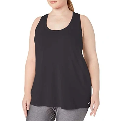 Imagen de Amazon Essentials Camiseta Técnica con Espalda Deportiva en Tejido Elástico (Disponible Tallas Grandes) Mujer, Negro, XL Grande