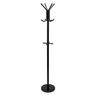 Imagen de Amazon Basics Perchero de pie para sombreros y abrigos, negro 29.5 x 167 cm (L W H)