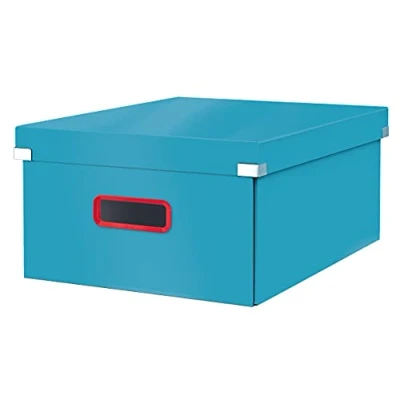 Imagen de Leitz, Caja de Almacenaje Grande Click and Store, Archivadora Plegable con Tapa, Cartón Duro Primera Calidad para tu Hogar y Oficina, Gama Cosy, Azul Sereno, 53490061,