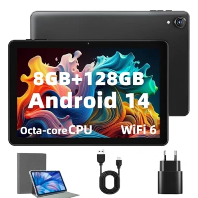Imagen de Rebecco Tablet 10 Pulgadas Android 14 Tablets, Octa Core 1280 * 800 IPS HD Display Tablet, 8GB RAM+128GB ROM(Expandir hasta 1TB), Unisoc A523 CPU, 5G/2.4G WiFi, 5MP+8MP Cámara