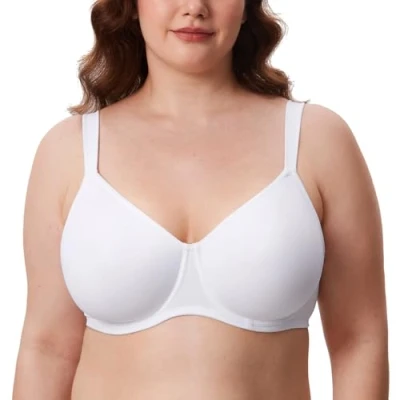 Imagen de DELIMIRA Sujetador Reductor Copa Completa Sin Relleno Minimizador para Mujer Blanco 110H