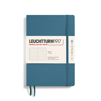 Imagen de LEUCHTTURM1917 363399 Libreta de notas Medium (A5) tapas blandas, 123 páginas numeradas, puntos, Stone Blue