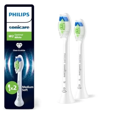 Imagen de Philips Sonicare W2 Optimal White, cabezales de cepillo dental repuesto originales, blanco, paquete 2, HX6062/87