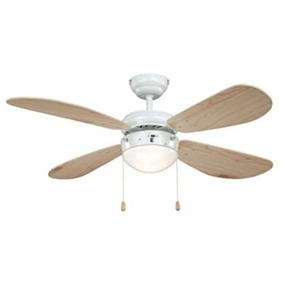 Imagen de AireRyder Classic Ventilador de techo con iluminación, carcasa blanco, aspas color pino, 105 cm
