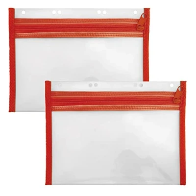 Imagen de VELOFLEX A435002 Funda portadocumentos con cremallera, 2 piezas, DIN A5, archivable, roja, VELOBAG XXS, bolsillo cremallera