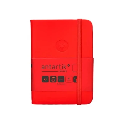Imagen de Antartik CUADERNO CON GOMILLA NOTES TAPA DURA A7 HOJAS LISAS ROJO 80 GR FSC