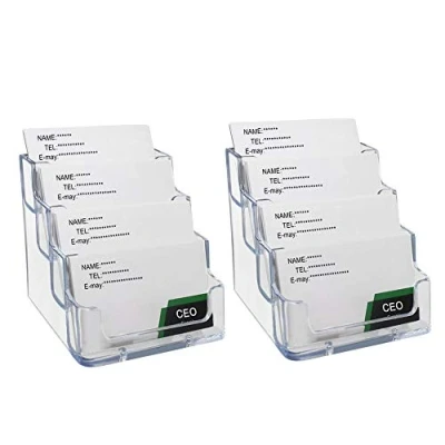 Imagen de Heqishun 2 Piezas de Portatarjetas Soportes para Tarjetas Vista Profesional Titulares Negocios Tarjetero Acrílico Transparente Capacidad 240 4 Compartimentos