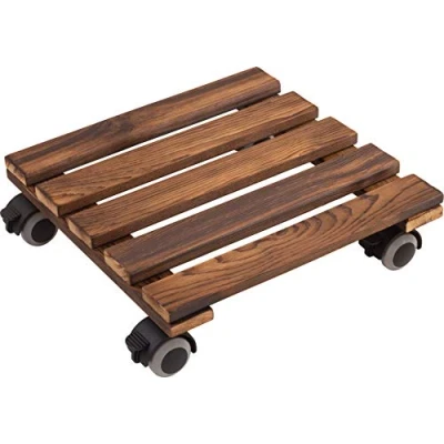 Imagen de Metafranc 825270 Rodillo para Plantas (300 x 300 mm, Capacidad de Carga 60 kg, Placa Pino, Aspecto Vintage, Ruedas TPE con 4 Cierres)