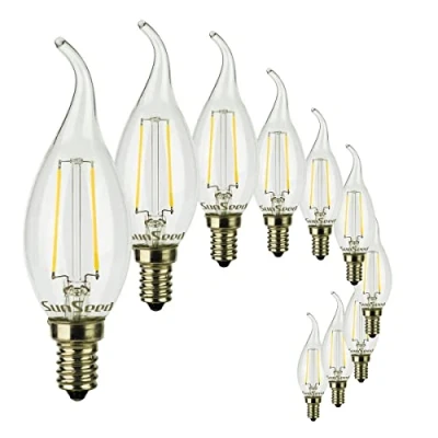 Imagen de SUNSEED 10x Bombilla Vela Llama Filamento LED E14 2W = 25W Blanco Neutro 4000K