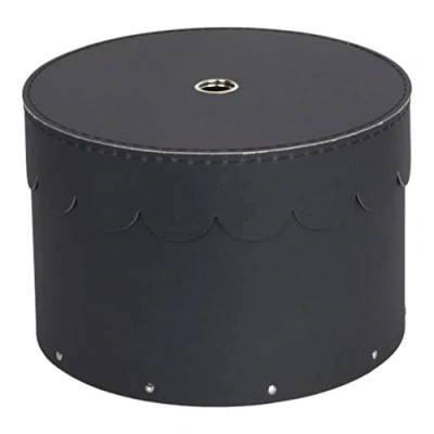 Imagen de Bigso Box of Sweden Juego de 2 Cajas redondas con tapa organizadoras para ropa, juguetes, etc. almacenaje decorativas tablero fibras y papel gris oscuro