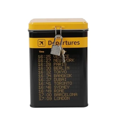 Imagen de I TOTAL® Hucha Divertida con candado y Llave, de Metal Cierre (DEPARTURES)