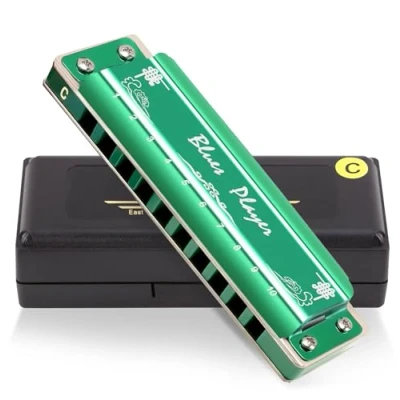 Imagen de East Top 10 Hole Professional Diatonic Blues Harmonica Key of C, Armónica para adultos, músicos profesionales y estudiantes (T008Z)