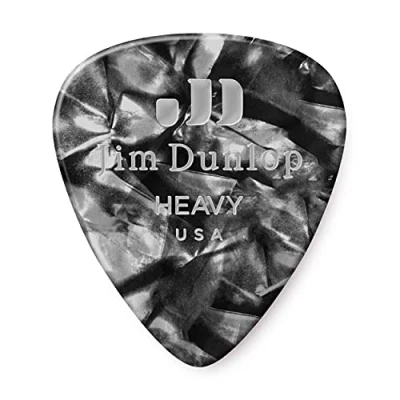 Imagen de JIM DUNLOP Púas Genuine Celluloid Classic, Saco de 12, Negro Perlado, duro
