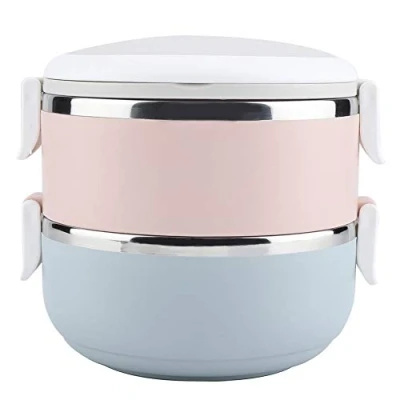 Imagen de DEWIN Fiambrera Termica, Termica Valira Recipiente Térmico Portátil de Acero Inoxidable para Fiambrera, Alimentos Bento Box (2 Capas)