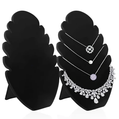 Imagen de 2 Piezas de Expositor Collar para colgar Collares,Soporte Joyería, Soporte Organizador Joyas,de Terciopelo,de Color Negro