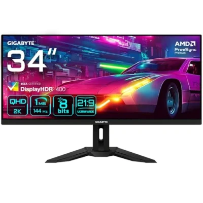 Imagen de Gigabyte M34WQ 34&quot; Monitor de Juego WQHD 3440 x 1440, 144Hz, 1ms, 400 CD/m², FreeSync Premium, DisplayHDR400, HDMI 2.0, Displayport 1.4
