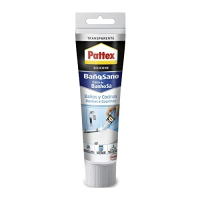 Imagen de Pattex Silicona Baños y Cocinas, Resistente al Moho Agua, Transparente, 50 ml