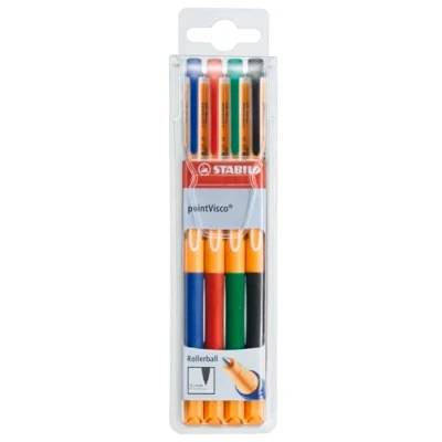 Imagen de STABILO pointVisco Rollerball tinta gel de baja viscosidad Estuche con 4 colores