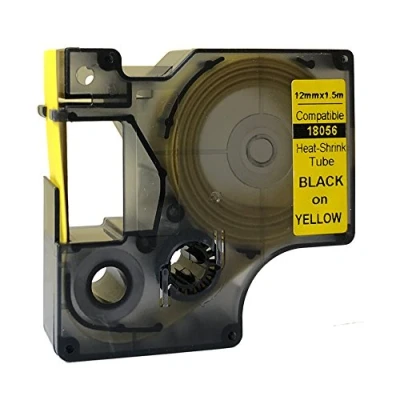 Imagen de NEOUZA 18056 S0718310 Compatible Cinta de etiquetas para termorretráctiles tubo industrial DYMO RHINO IND 1,5 m longitud (Negro sobre amarillo, 12mm)
