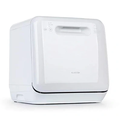 Imagen de KLARSTEIN Aquatica Mini lavavajillas, lavavajillas pequeño, CEE A, 125 kWh/año, 2 cubiertos, sin instalación, lavado a 360, 3 programas, control táctil, consumo de agua: 5 L, color blanco