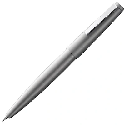 Imagen de Lamy 2000 plata pluma elegante con cuerpo de acero inoxidable pulido mate plumín oro 14 quilates parcialmente platinado tamaño del OBB