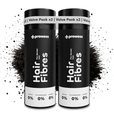 Imagen de Prowess Fibras Capilares Castaño Oscuro (2 Unidades), 27.5 gr Fibra Capilar Hombre y Mujer sin Parabenos ni Sulfatos Negro para Más Densidad