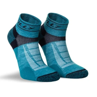 Imagen de Hilly Trail Quarter Med Cushioning Calcetines para Correr, Turquesa/Azul Marino, S Unisex