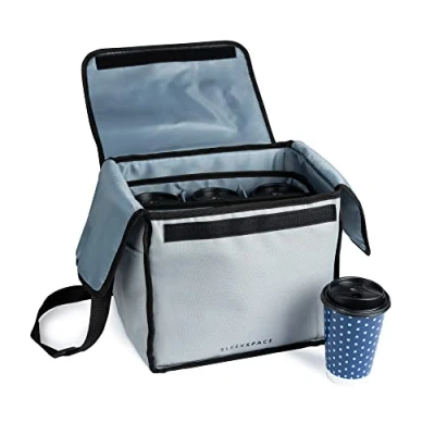Imagen de Portabebidas Sleekspace con separador extraíble y velcro. Bolsa térmica para carritos de bebidas, delivery, entrega comida o bebida. frío/calor botellas transportar tazas calientes