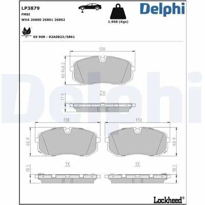 Imagen de Juego de pastillas DELPHI LP3879
