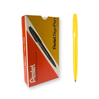 Imagen de Pentel Sign Pen S520 Bolígrafo con punta de fibra, color amarillo Lote 12