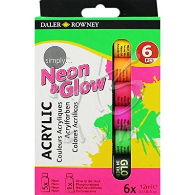 Imagen de Set de Pintura Acrílica DALER ROWNEY Simply, con 6 Tubos Colores Neón Surtidos (6 x 12 ml)